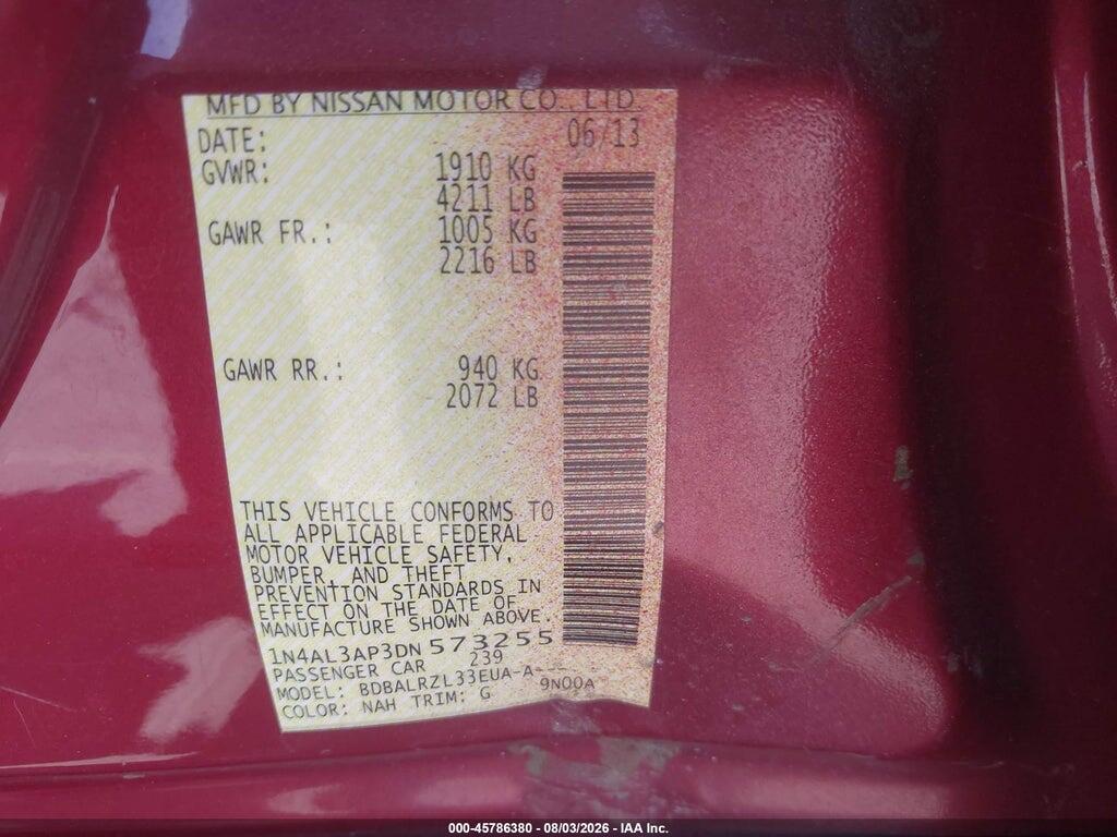 1N4AL3AP3DN573255 2013 NISSAN ALTIMA photo no. 9