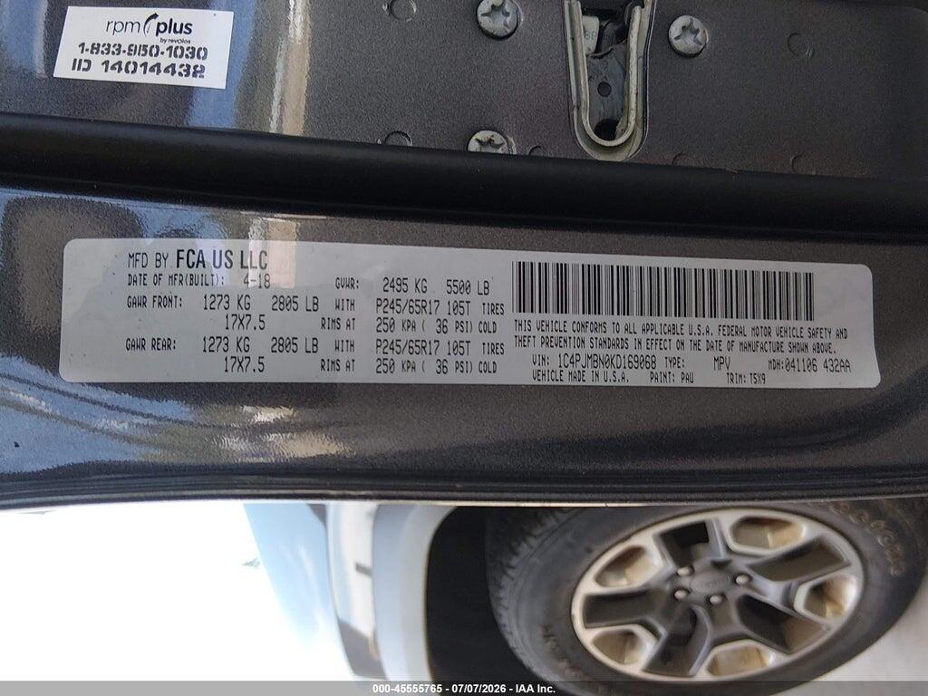 1C4PJMBN0KD169068 2019 JEEP CHEROKEE photo no. 9