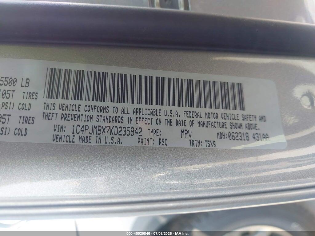 1C4PJMBX7KD235942 2019 JEEP CHEROKEE photo no. 9