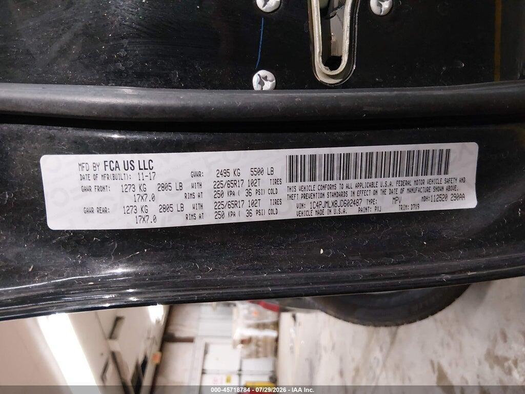 1C4PJMLX8JD602487 2018 JEEP CHEROKEE photo no. 9