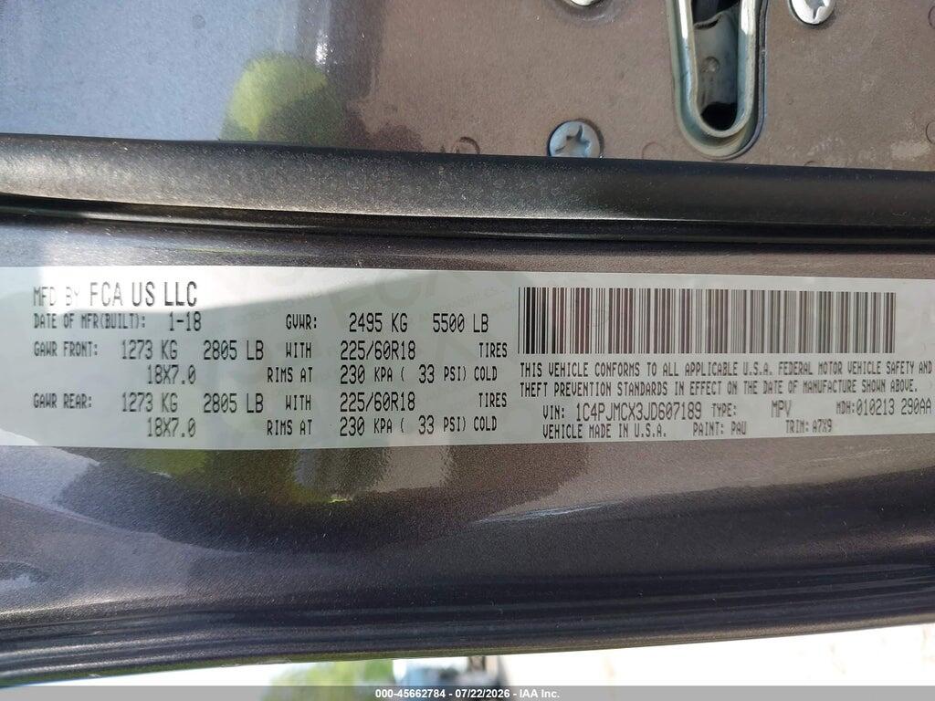 1C4PJMCX3JD607189 2018 JEEP CHEROKEE photo no. 9