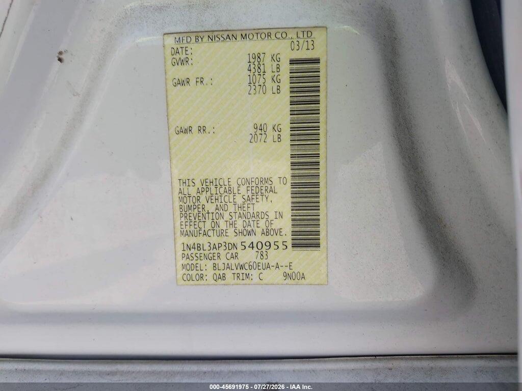 1N4BL3AP3DN540955 2013 NISSAN ALTIMA photo no. 9