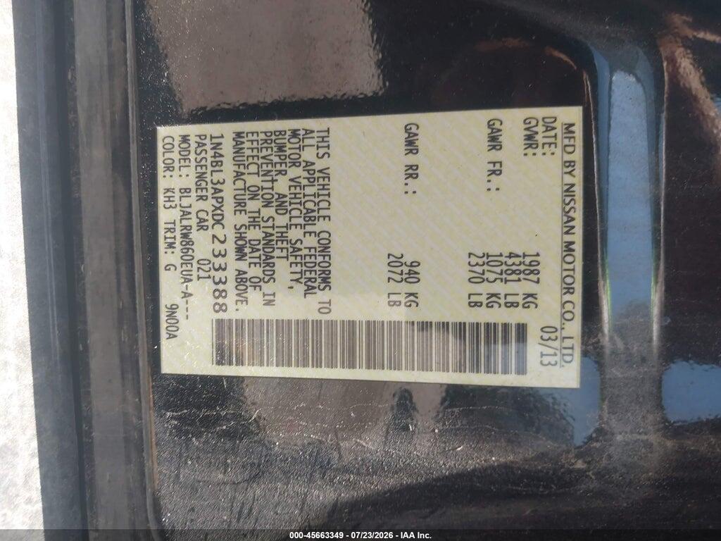 1N4BL3APXDC233388 2013 NISSAN ALTIMA photo no. 9