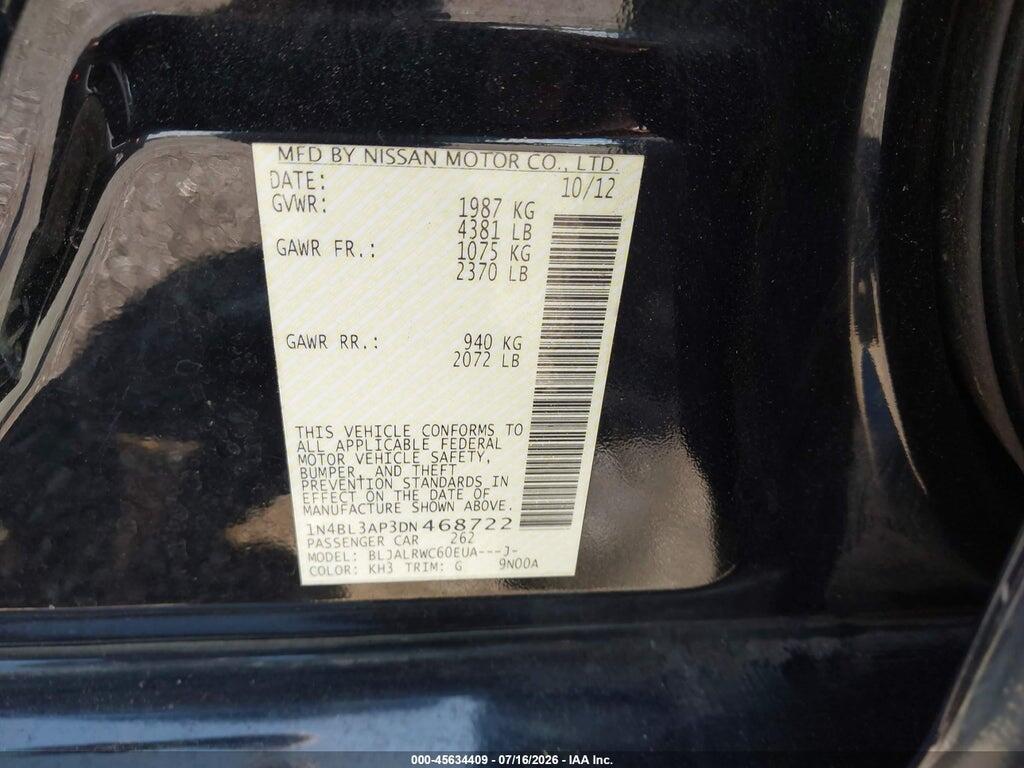 1N4BL3AP3DN468722 2013 NISSAN ALTIMA photo no. 9