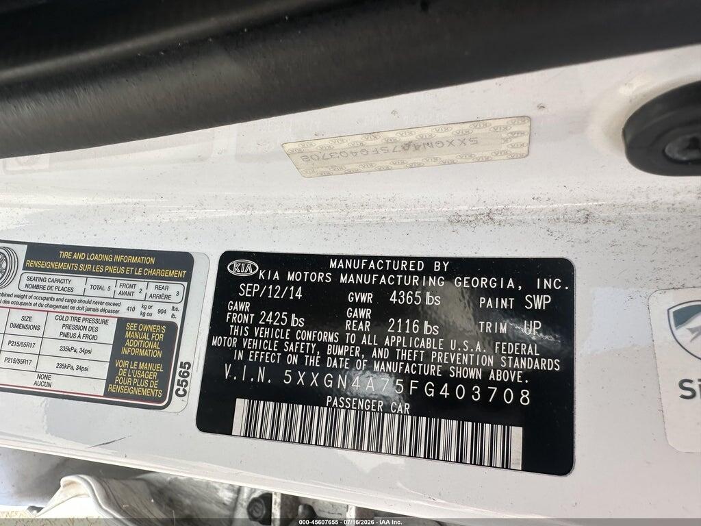 5XXGN4A75FG403708 2015 KIA OPTIMA photo no. 8