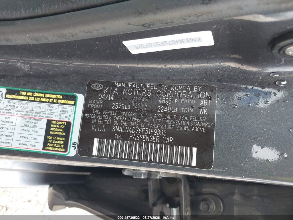 KNALN4D76F5169395 2015 KIA CADENZA photo no. 9