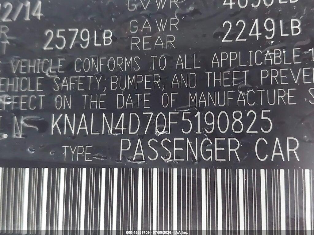 KNALN4D70F5190825 2015 KIA CADENZA photo no. 9