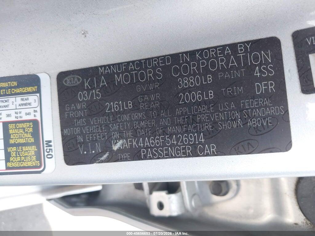 KNAFK4A66F5426914 2015 KIA FORTE photo no. 9