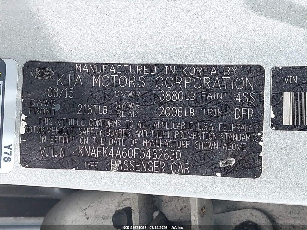 KNAFK4A60F5432630 2015 KIA FORTE photo no. 9