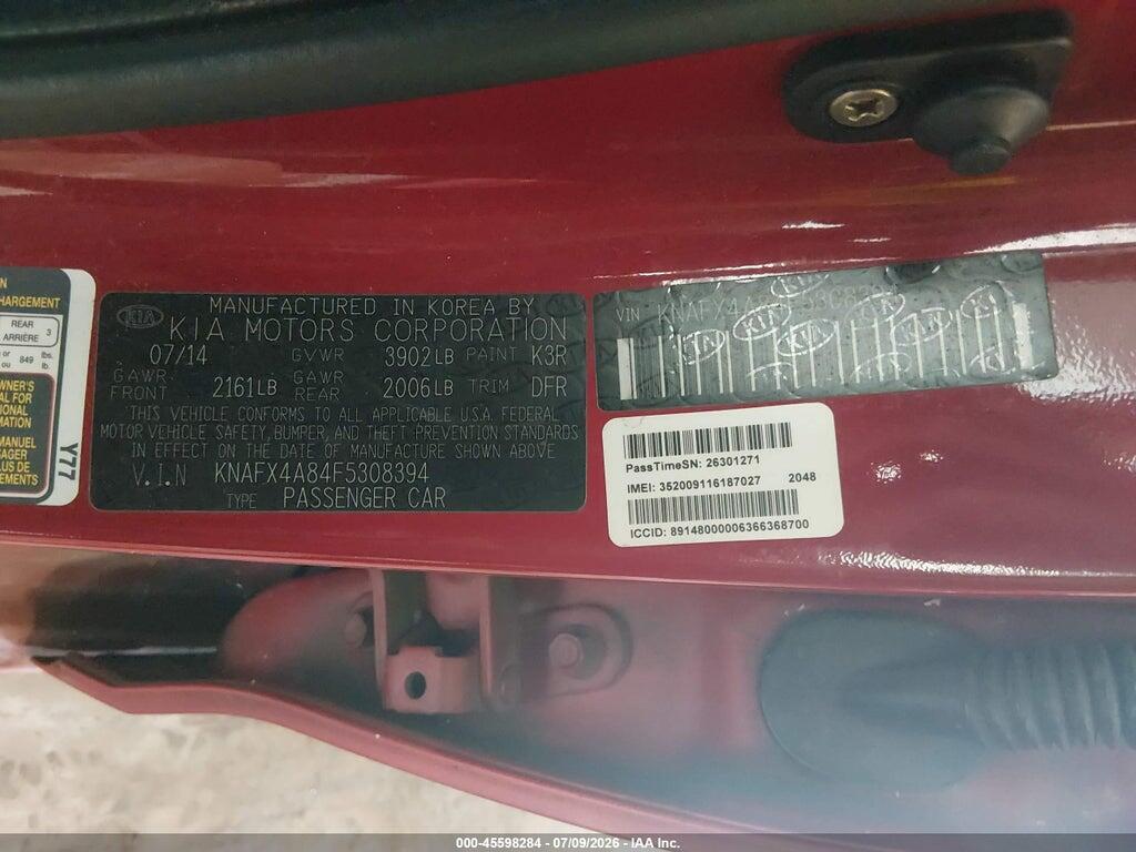 KNAFX4A84F5308394 2015 KIA FORTE photo no. 9