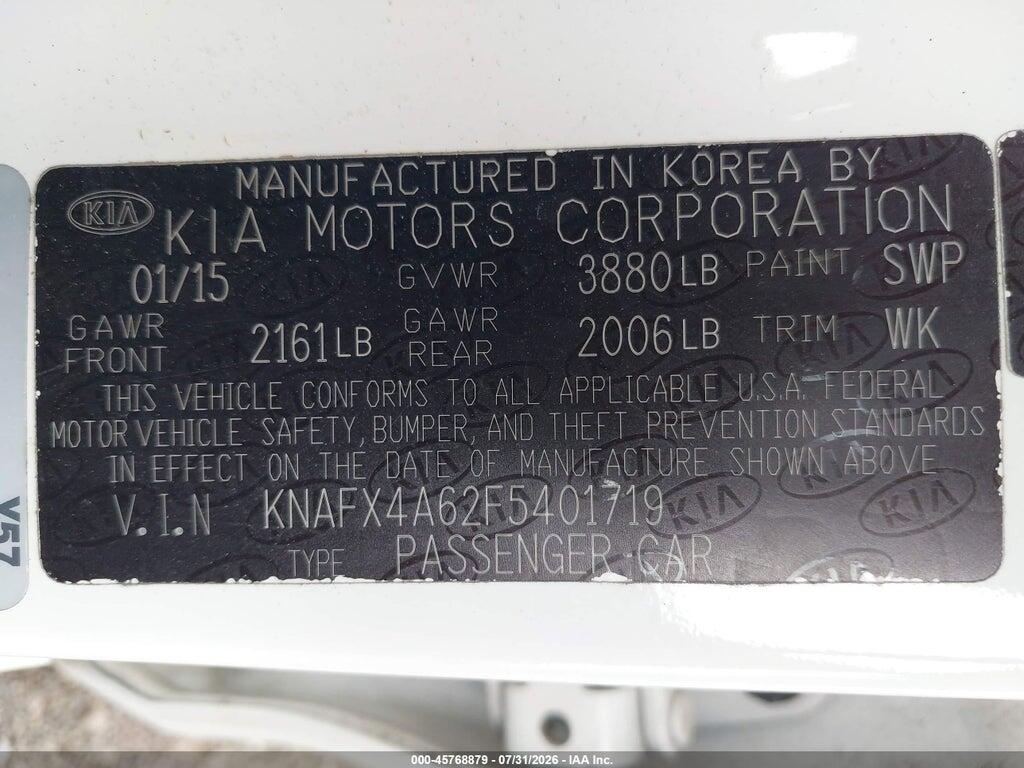 KNAFX4A62F5401719 2015 KIA FORTE photo no. 9