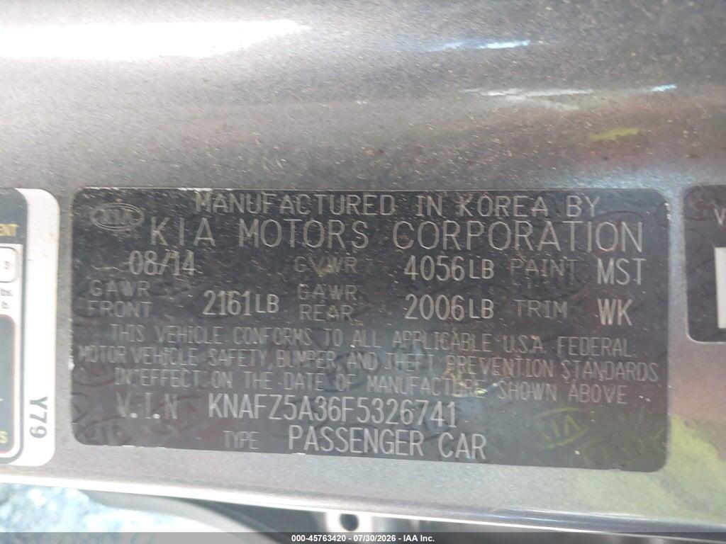KNAFZ5A36F5326741 2015 KIA FORTE photo no. 9
