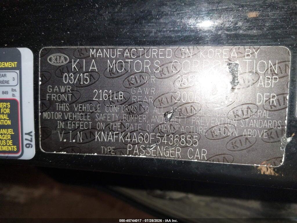 KNAFK4A60F5436855 2015 KIA FORTE photo no. 9
