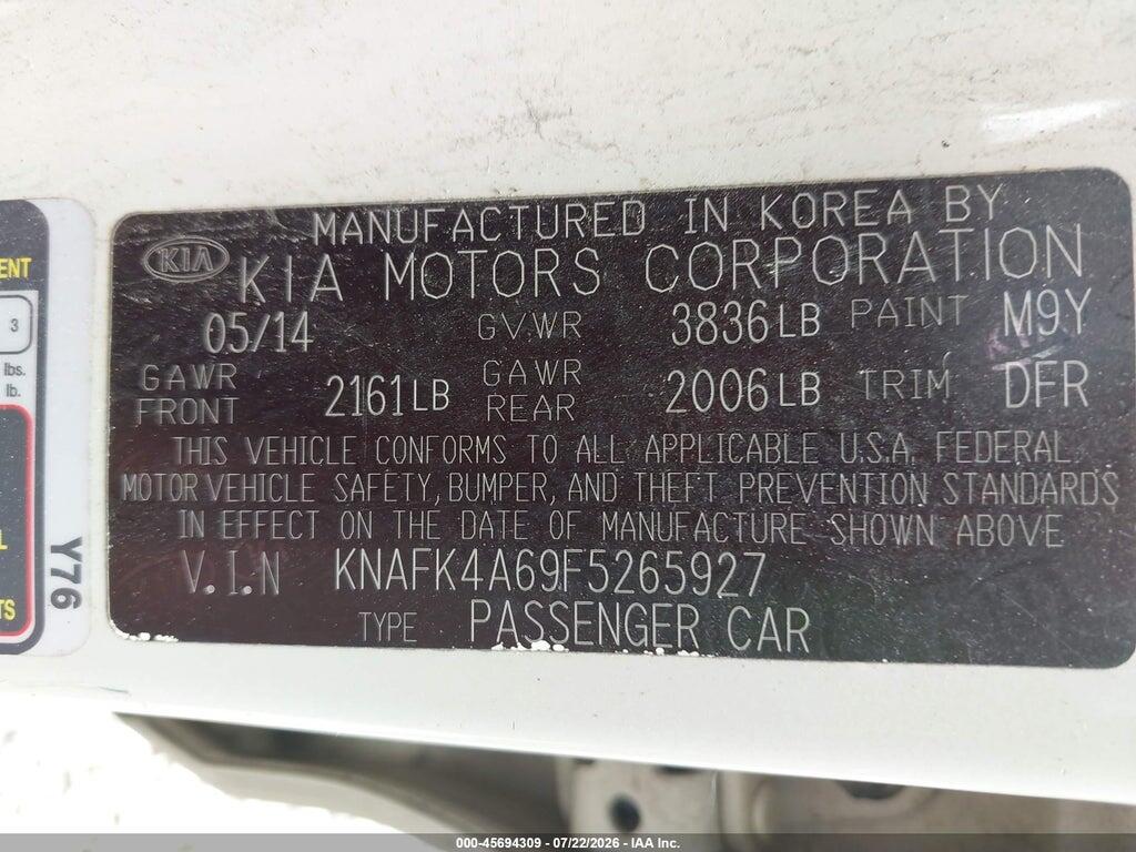 KNAFK4A69F5265927 2015 KIA FORTE photo no. 9