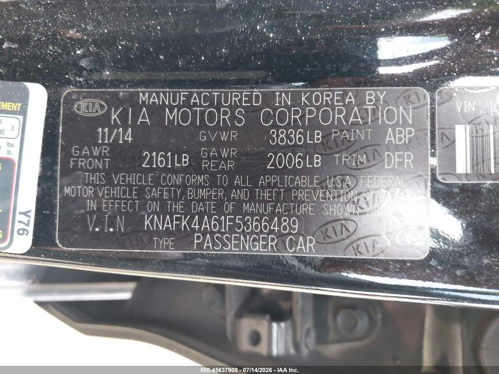 KNAFK4A61F5366489 2015 KIA FORTE photo no. 9