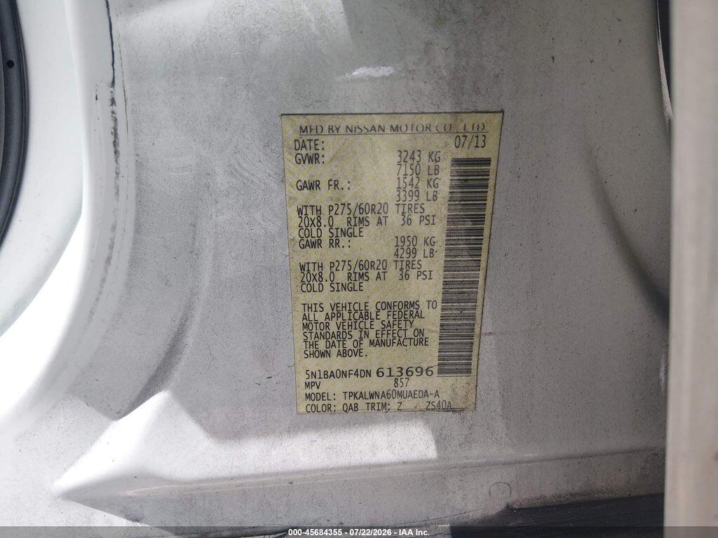 5N1BA0NF4DN613696 2013 NISSAN ARMADA photo no. 9