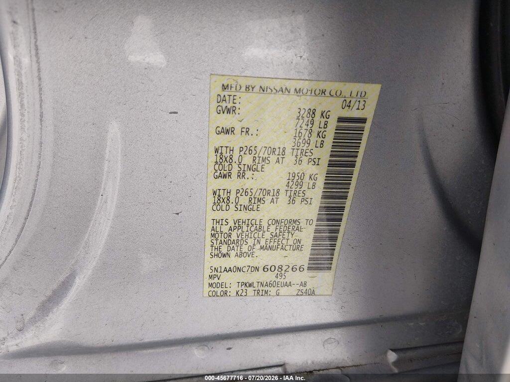 5N1AA0NC7DN608266 2013 NISSAN ARMADA photo no. 9