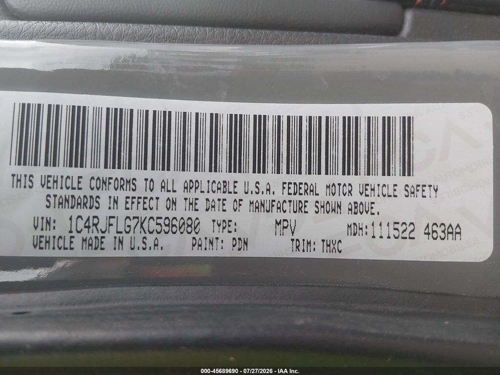 1C4RJFLG7KC596080 2019 JEEP GRAND CHEROKEE photo no. 9