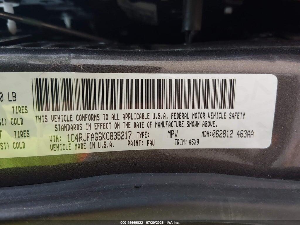 1C4RJFAG6KC835217 2019 JEEP GRAND CHEROKEE photo no. 9