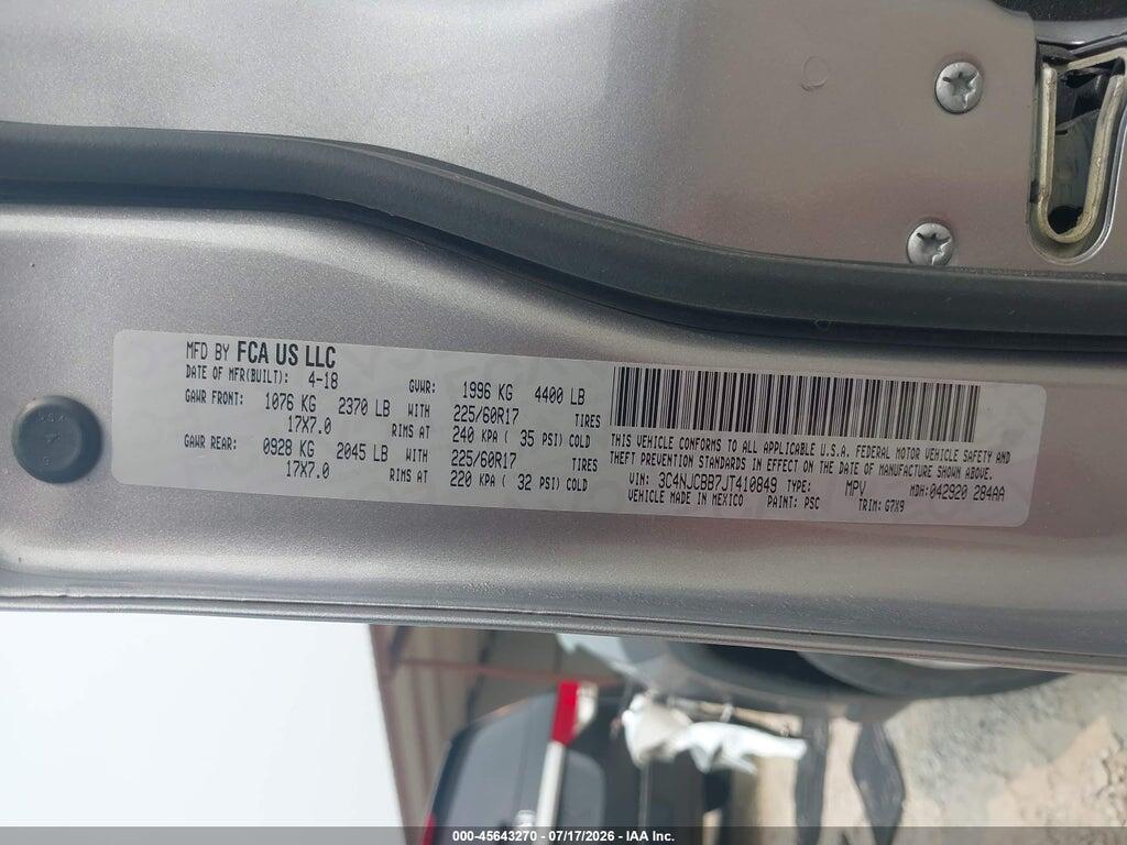 3C4NJCBB7JT410849 2018 JEEP COMPASS photo no. 9