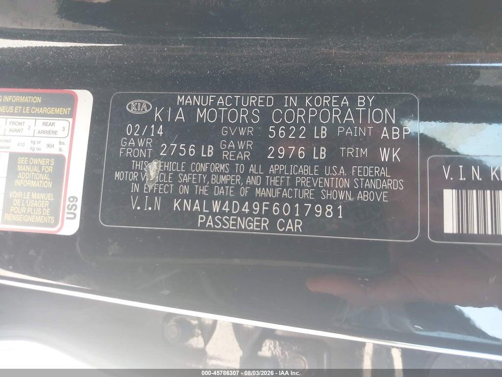 KNALW4D49F6017981 2015 KIA K900 photo no. 9