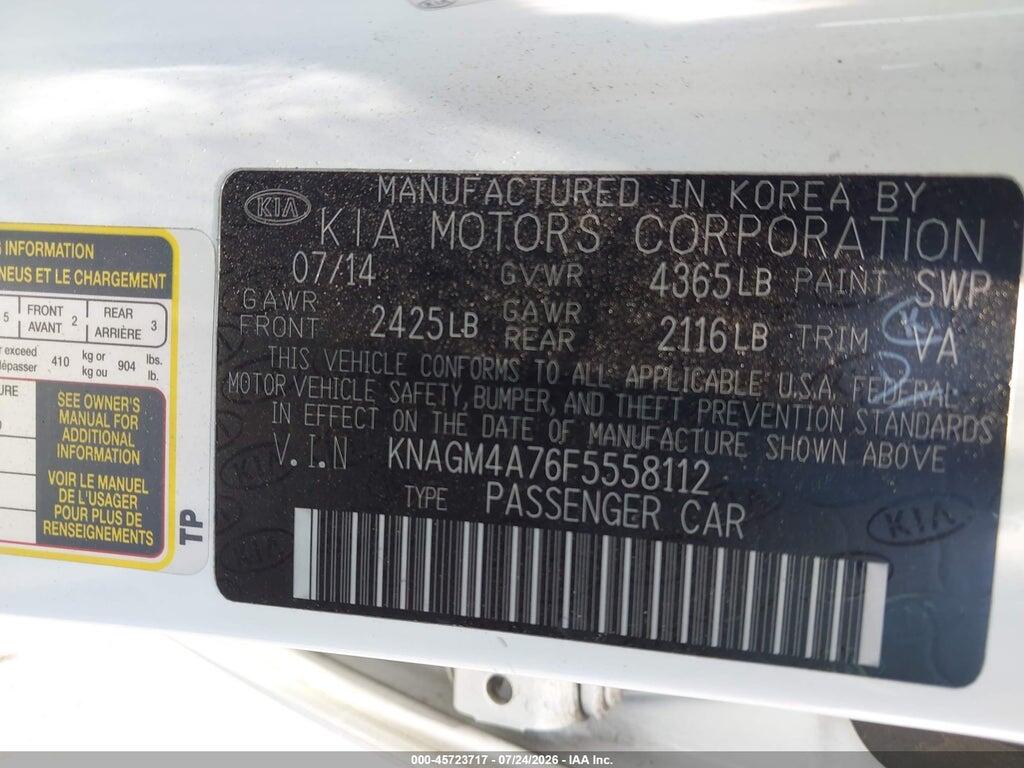 KNAGM4A76F5558112 2015 KIA OPTIMA photo no. 9