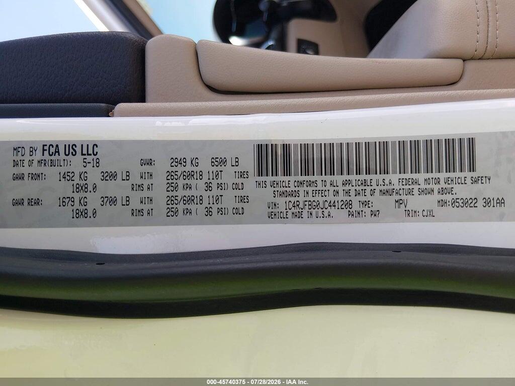 1C4RJFBG0JC441208 2018 JEEP GRAND CHEROKEE photo no. 9