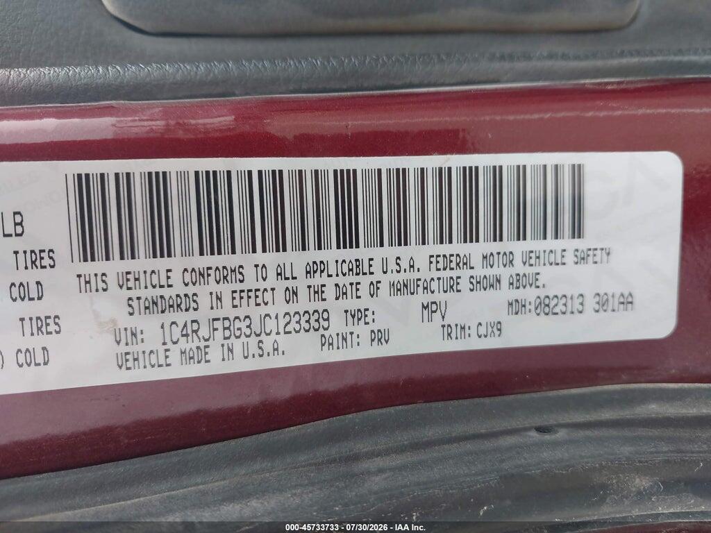 1C4RJFBG3JC123339 2018 JEEP GRAND CHEROKEE photo no. 9