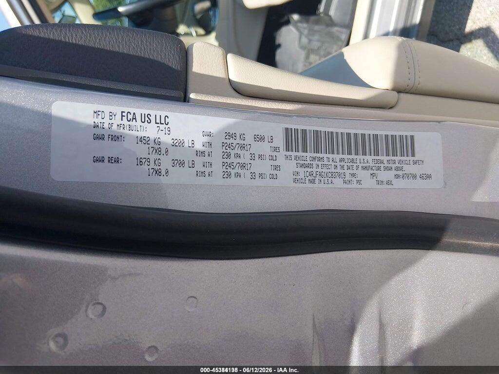 1C4RJFAG1KC837019 2019 JEEP GRAND CHEROKEE photo no. 9