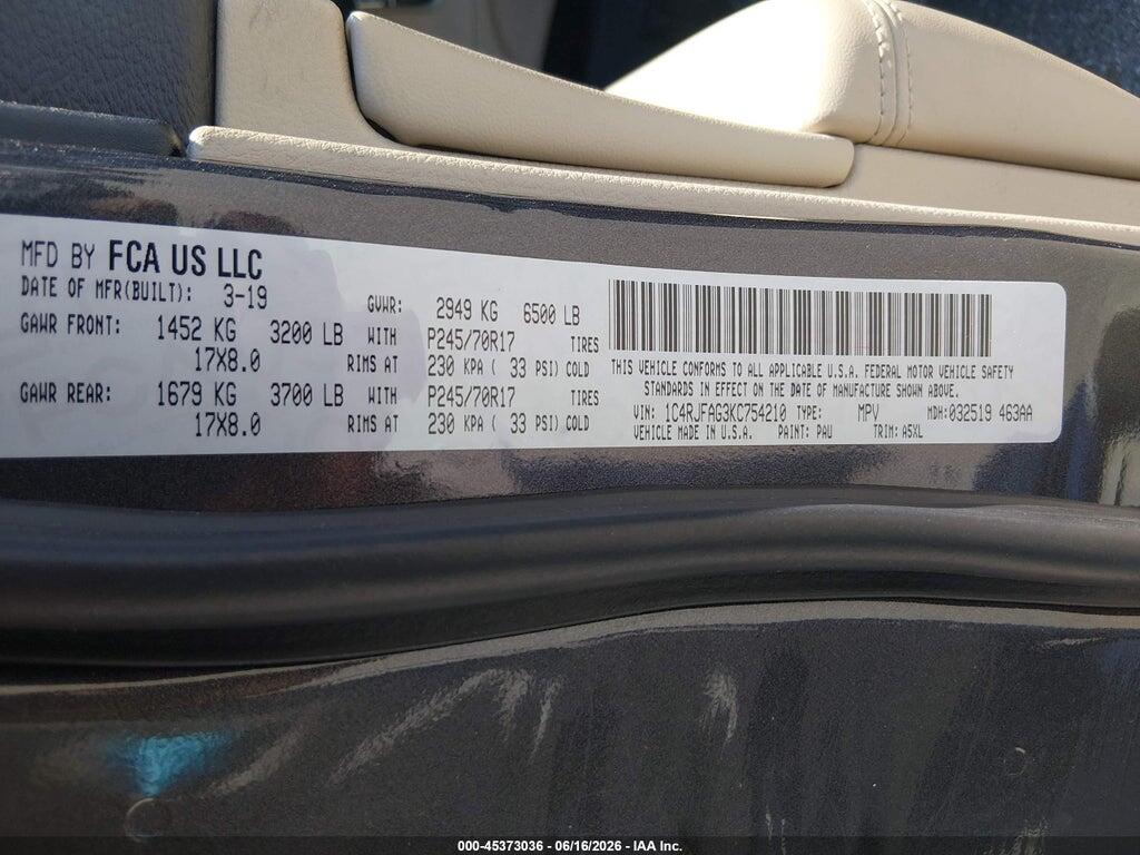 1C4RJFAG3KC754210 2019 JEEP GRAND CHEROKEE photo no. 9
