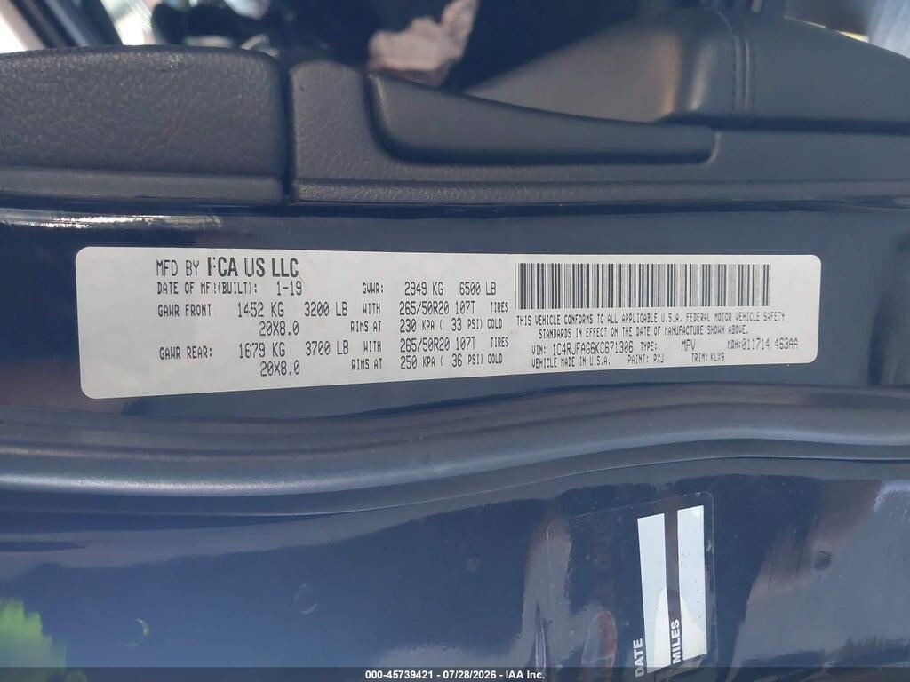 1C4RJFAG6KC671306 2019 JEEP GRAND CHEROKEE photo no. 9