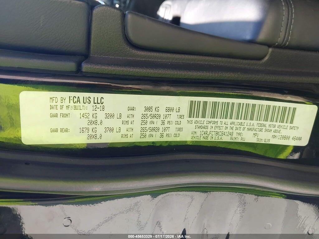 1C4RJFCT8KC641248 2019 JEEP GRAND CHEROKEE photo no. 9