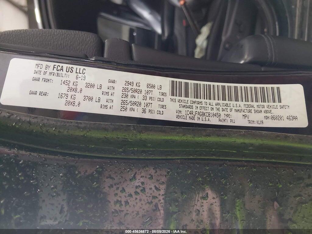 1C4RJFAG8KC810450 2019 JEEP GRAND CHEROKEE photo no. 9