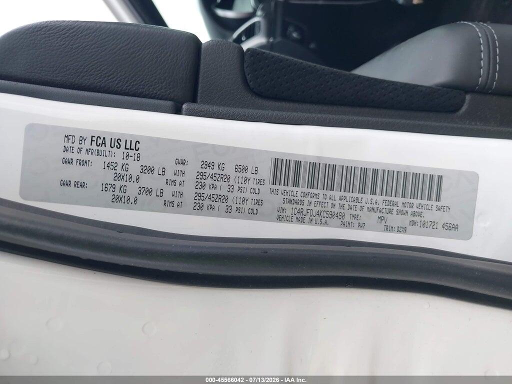 1C4RJFDJ4KC590490 2019 JEEP GRAND CHEROKEE photo no. 9