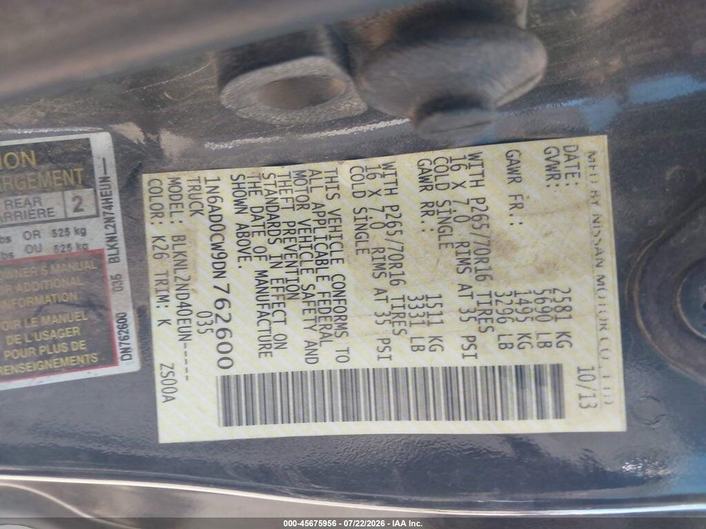 1N6AD0CW9DN762600 2013 NISSAN FRONTIER photo no. 9