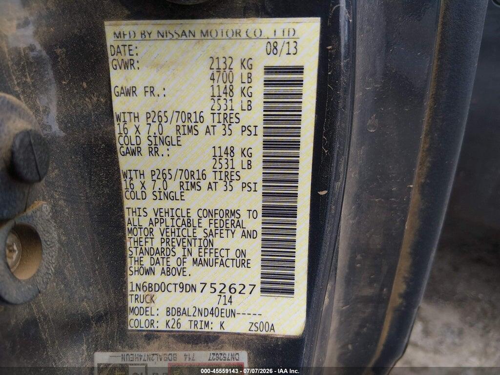 1N6BD0CT9DN752627 2013 NISSAN FRONTIER photo no. 9