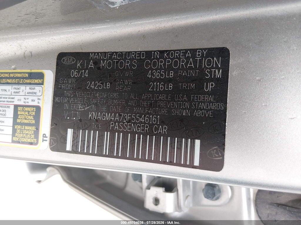 KNAGM4A73F5546161 2015 KIA OPTIMA photo no. 9