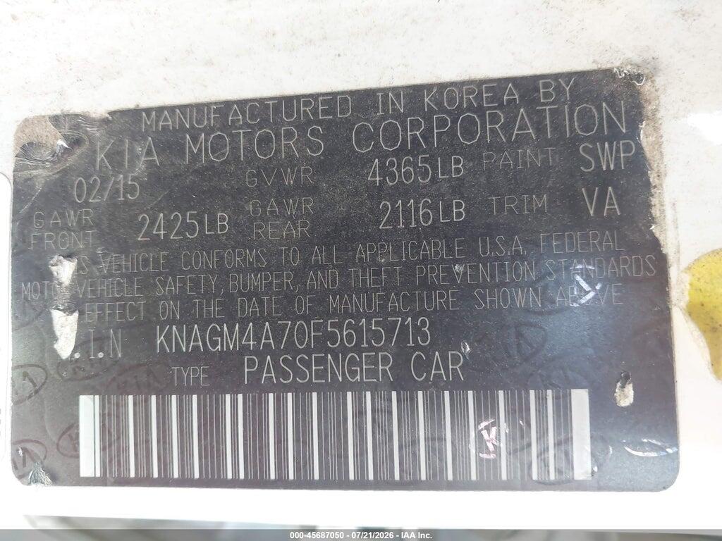 KNAGM4A70F5615713 2015 KIA OPTIMA photo no. 9