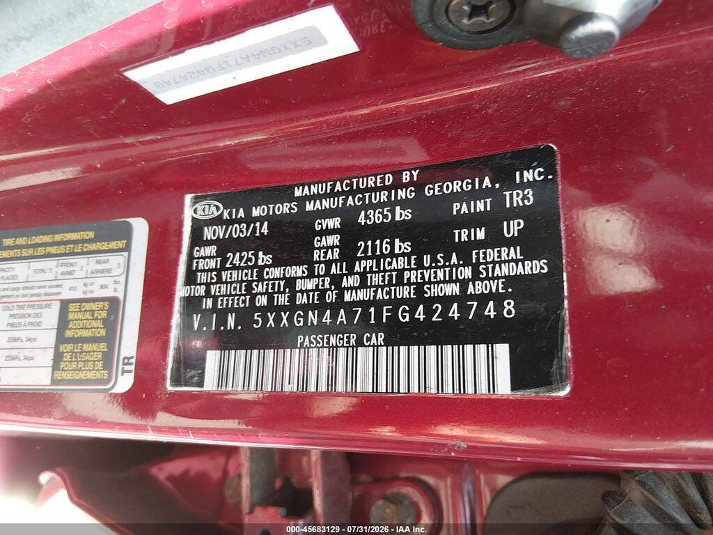 5XXGN4A71FG424748 2015 KIA OPTIMA photo no. 9