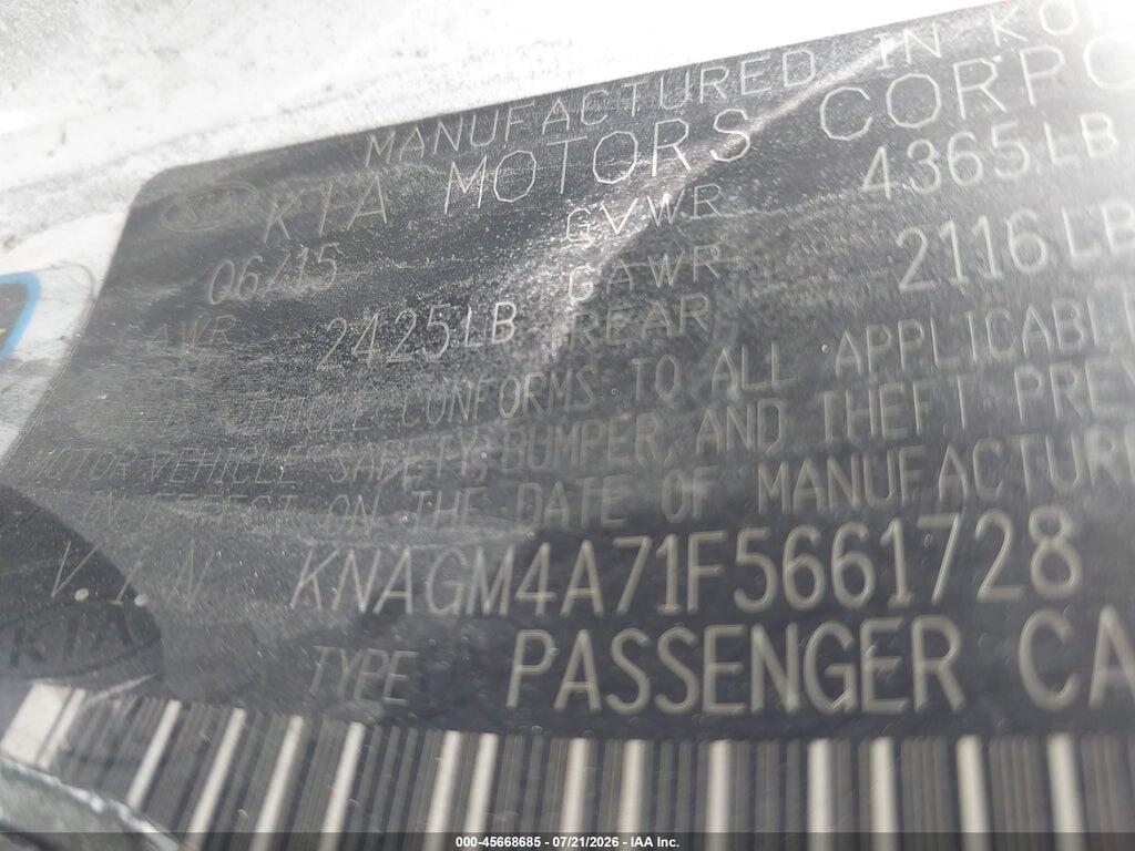 KNAGM4A71F5661728 2015 KIA OPTIMA photo no. 9