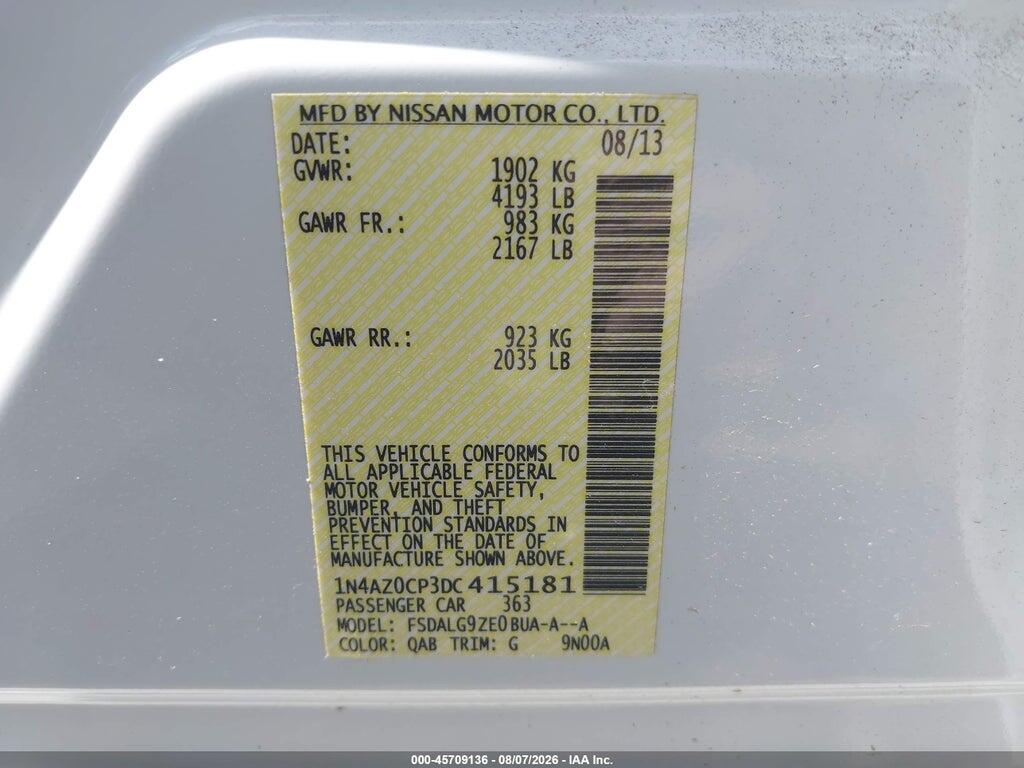 1N4AZ0CP3DC415181 2013 NISSAN LEAF photo no. 9