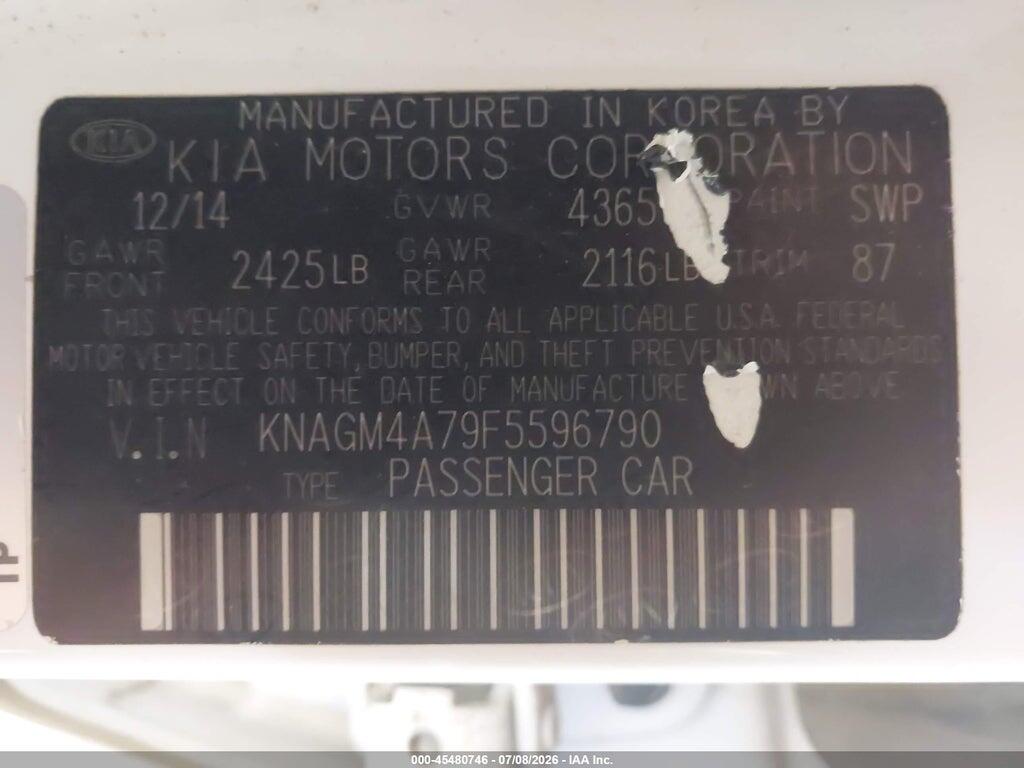 KNAGM4A79F5596790 2015 KIA OPTIMA photo no. 9