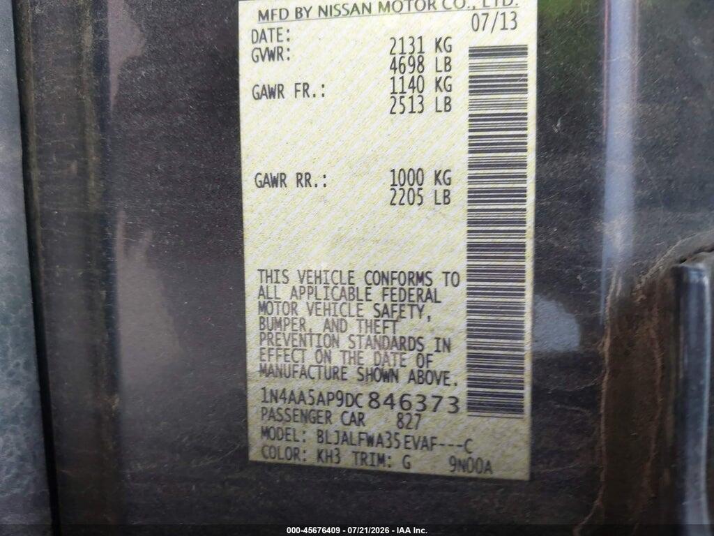 1N4AA5AP9DC846373 2013 NISSAN MAXIMA photo no. 9