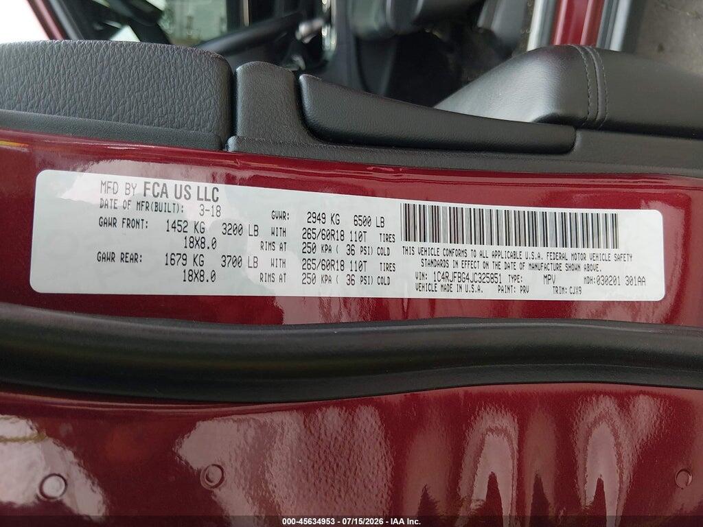 1C4RJFBG4JC325851 2018 JEEP GRAND CHEROKEE photo no. 9