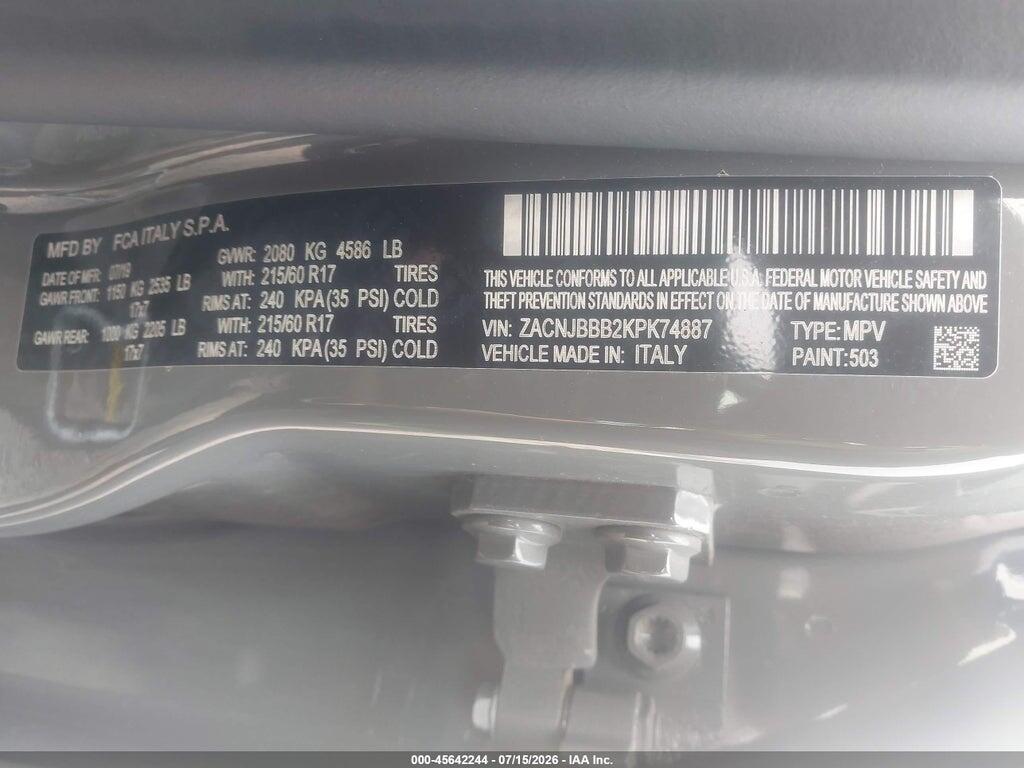 ZACNJBBB2KPK74887 2019 JEEP RENEGADE photo no. 9
