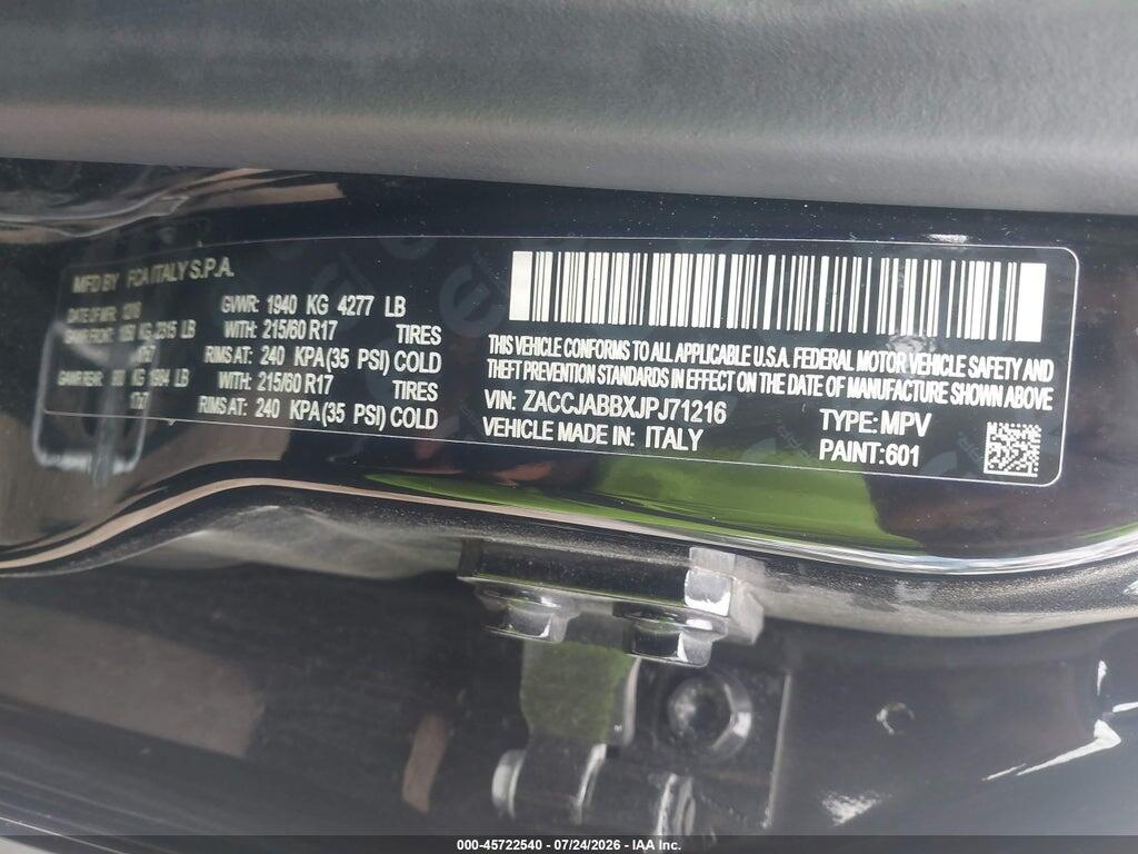 ZACCJABBXJPJ71216 2018 JEEP RENEGADE photo no. 9