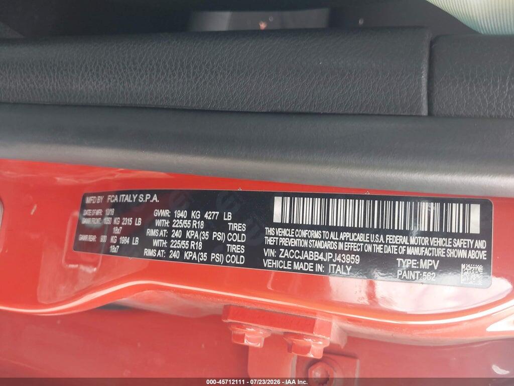 ZACCJABB4JPJ43959 2018 JEEP RENEGADE photo no. 9