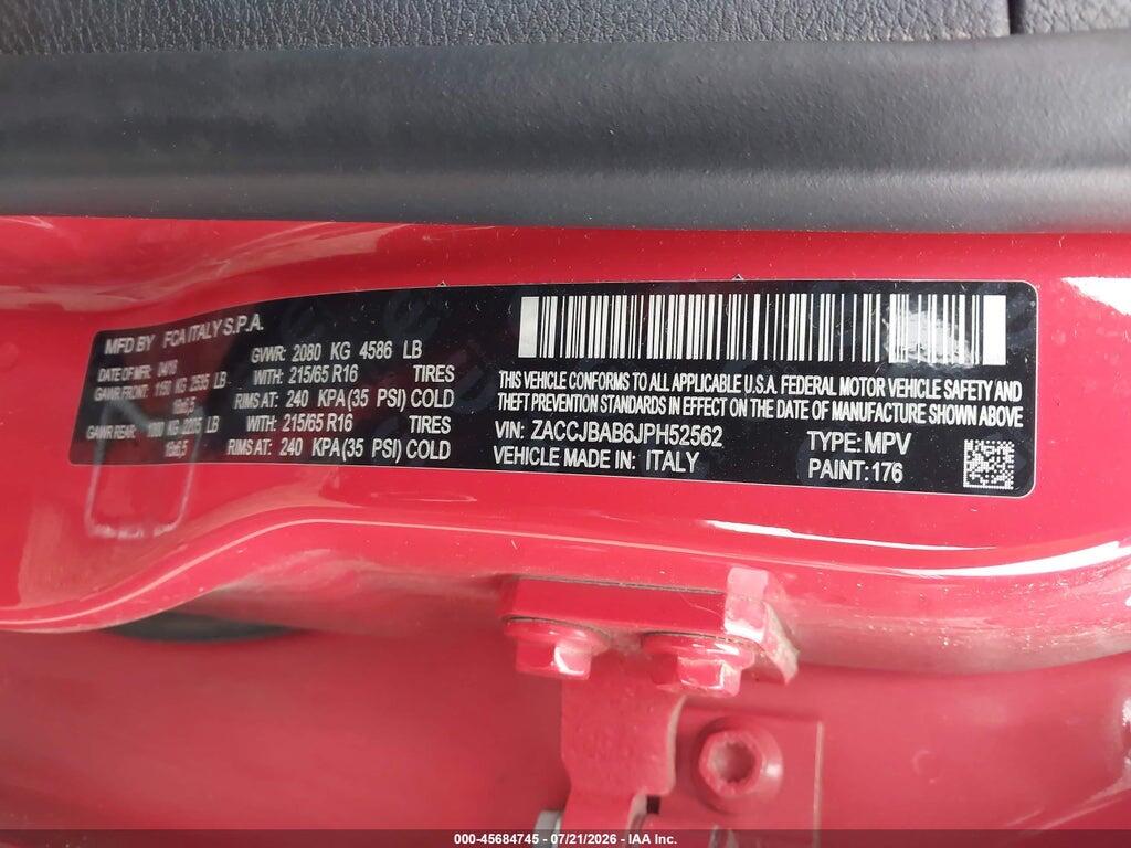 ZACCJBAB6JPH52562 2018 JEEP RENEGADE photo no. 9