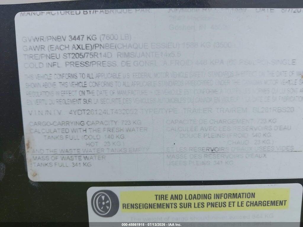 4YDT26124LT432052 2020 KEYSTONE RV OTHER photo no. 9
