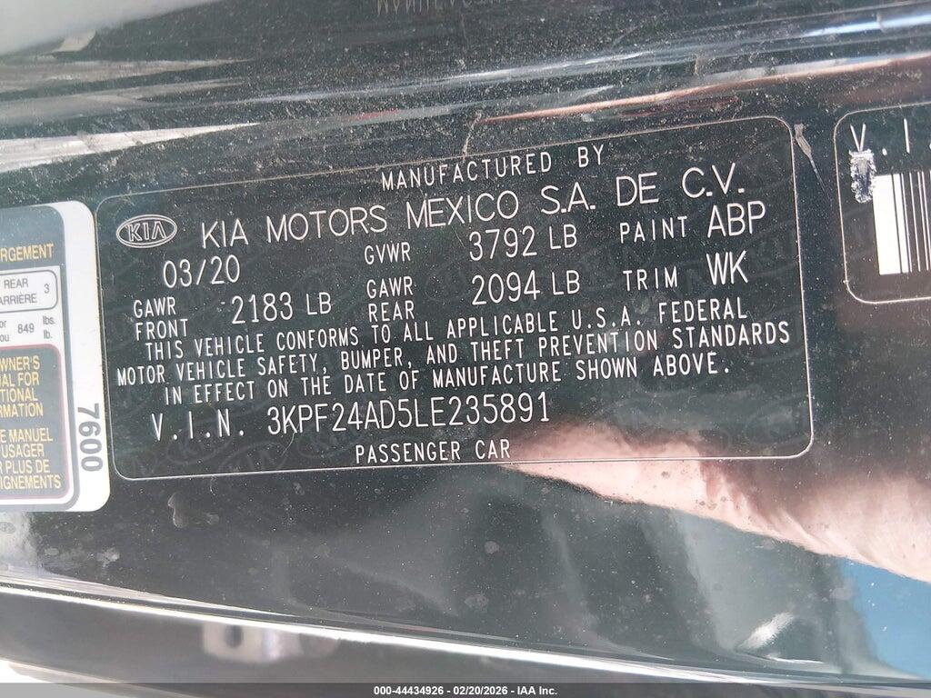 3KPF24AD5LE235891 2020 KIA FORTE photo no. 9